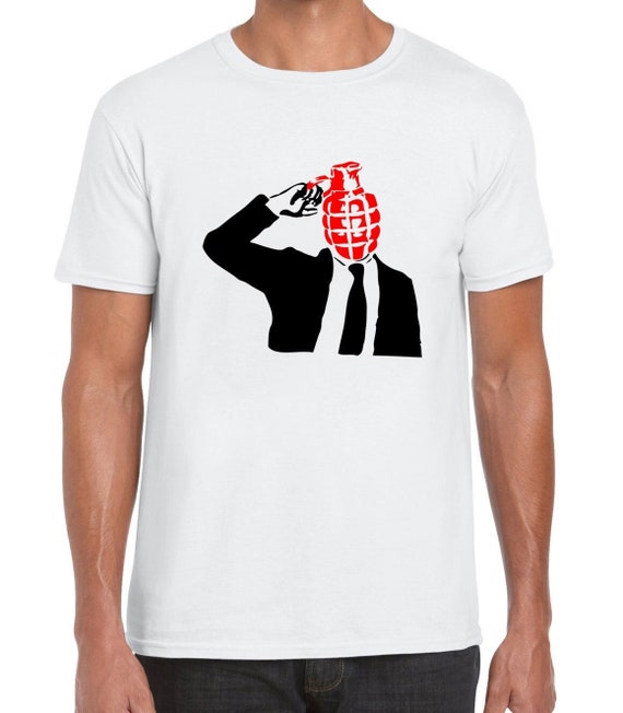 Camiseta De Graffiti Banksy/DOLK GRANADE HEAD - 100% Algodón, Varios Colores, Tallas XXL/XXXL Para Hombre