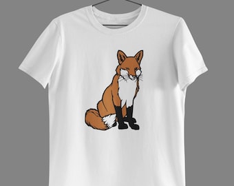 Fox Unisex Men's Women's Printed Cotton T-shirt Top Tee