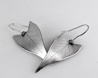 Boucles d'oreilles feuilles de gloire du matin argent sterling 925