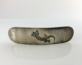 Pince à cheveux Le Gecko dans le fourré de Ginkgo Nickel Argent