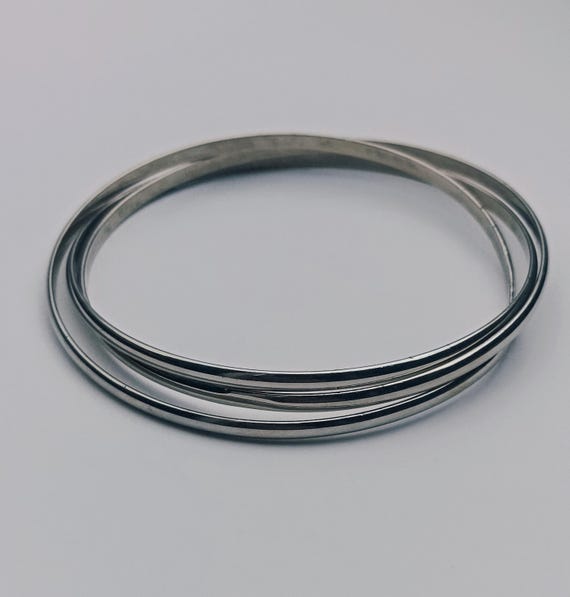 vintage metal three interlinked minimalist bangle… - image 4