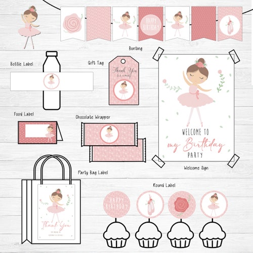 Ballerina Birthday Decorations Party Pack DIGITAL FILE - Etsy