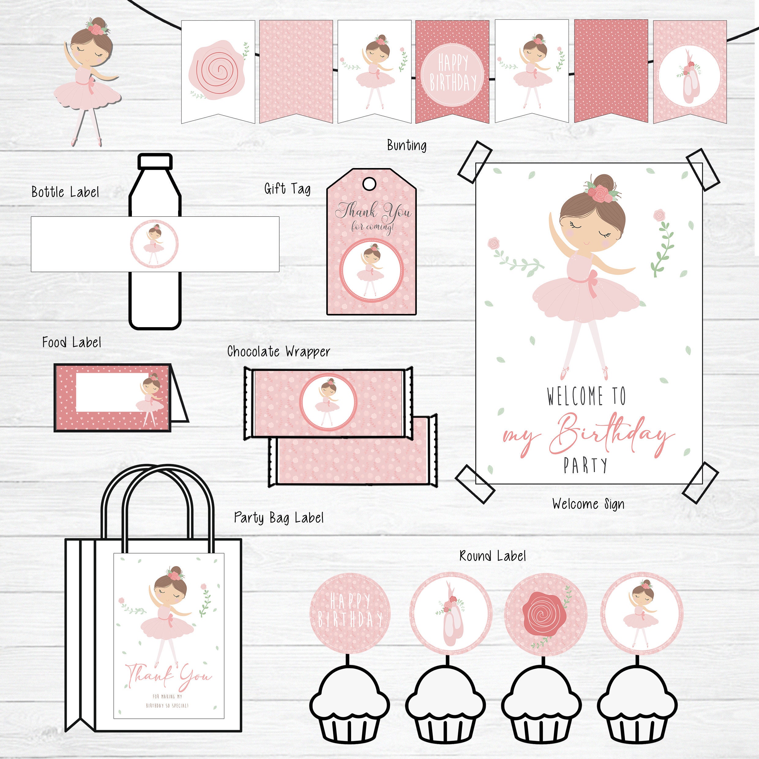 Ballerina Birthday Decorations Party Pack DIGITAL FILE Ballet Party ...