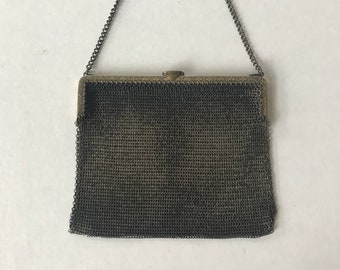 Gorgeous Vintage 1920s "Twin Loc" German Silver Chainmeal / Chain Meal Flapper Bag / Purse / Mesh Purse