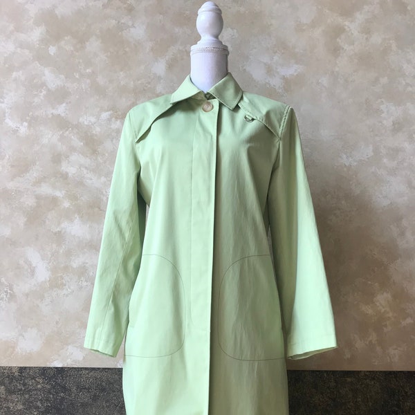 Vibrant Pale Lime Green Rain / Trench Coat / Jacket by Talbot's Size 10