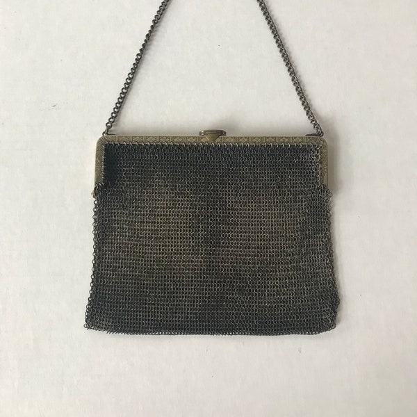 Gorgeous Vintage 1920s "Twin Loc" German Silver Chainmeal / Chain Meal Flapper Bag / Purse / Mesh Purse