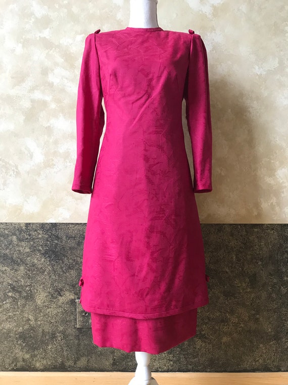 Vintage 1980s Fuchsia Brocade Tunic / Dress By Bi… - image 3