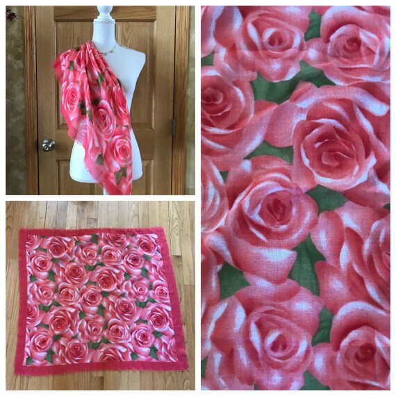 Beautiful Vibrant Pink Floral Scarf - image 7