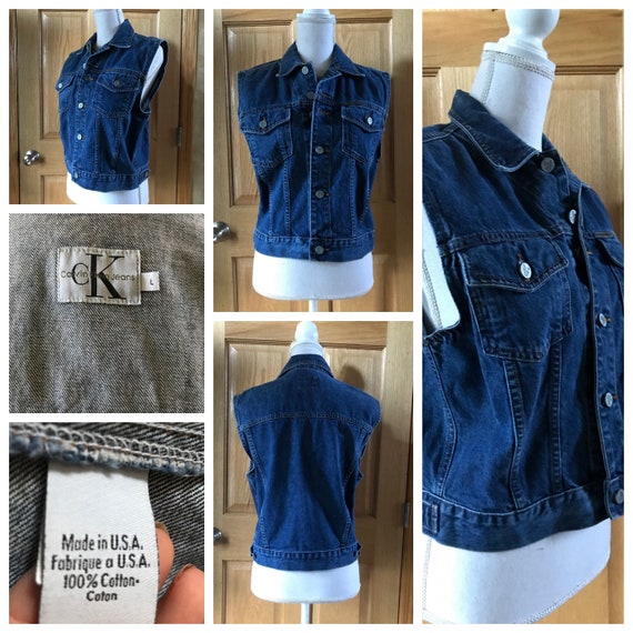 Vintage Calvin Klein Jean Jacket Vest by Calvin Klein… Gem