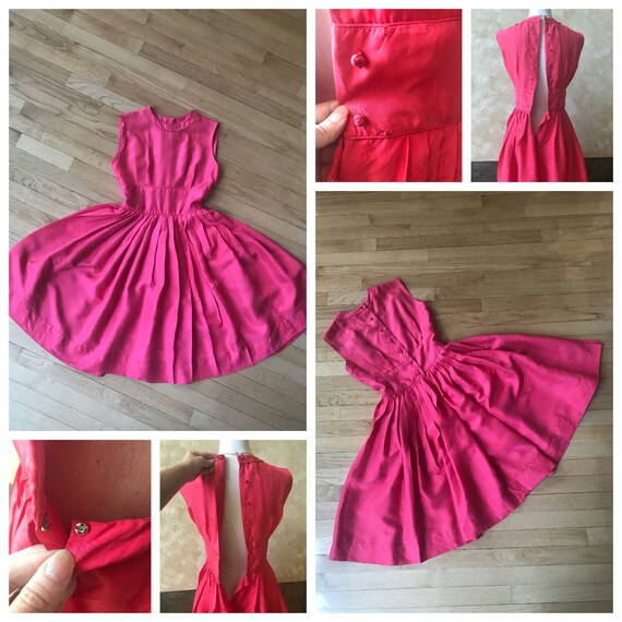 Gorgeous Vintage 1950's Deep Fuchsia/Pinky Red 10… - image 8