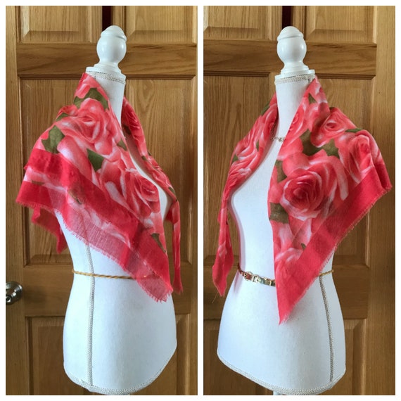 Beautiful Vibrant Pink Floral Scarf - image 4