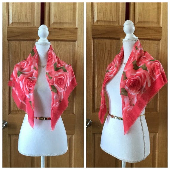 Beautiful Vibrant Pink Floral Scarf - image 3