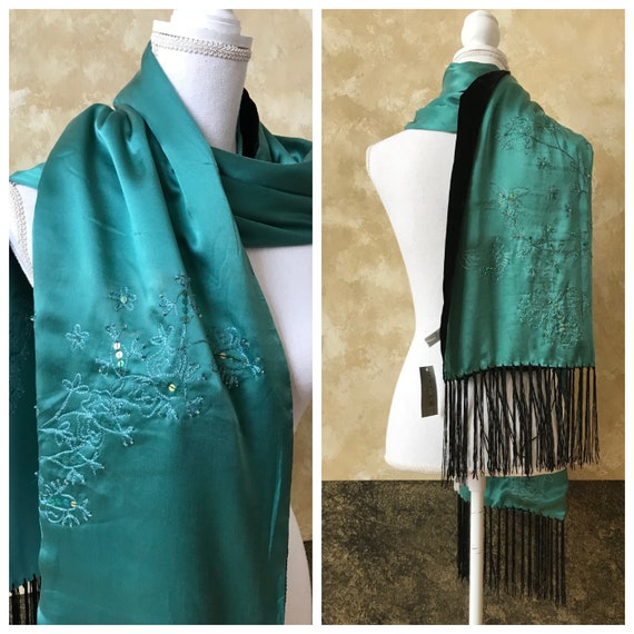 NOS / NWT Reversible Oscar De La Renta Teal Silk … - image 1