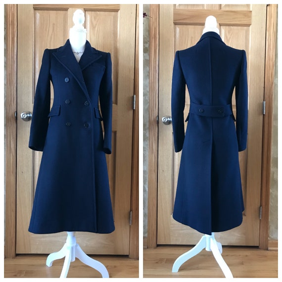 Vintage Navy Long Winter Wool Princess Coat / Long