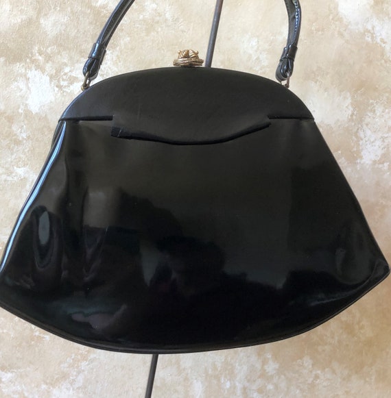 Vintage 1960s Lewis Black Shiny Purse/Handbag - image 2