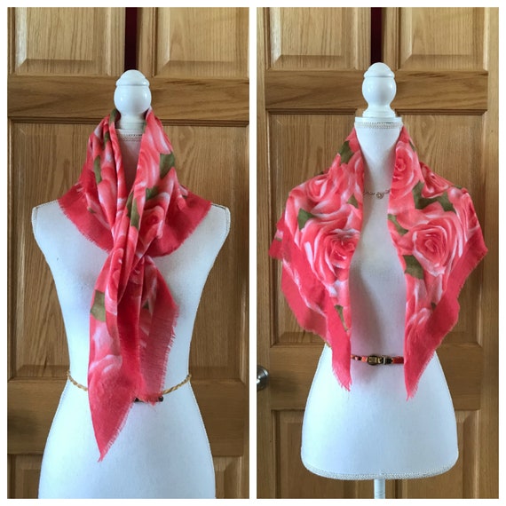 Beautiful Vibrant Pink Floral Scarf - image 5