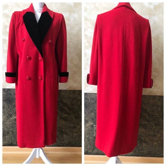 Stunning Vintage 1980's /90's Long Red Wool Leslie
