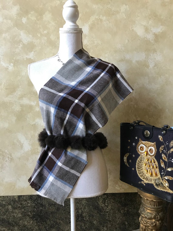 Vintage 1970s Brown Plaid Scarf by Mann - image 9