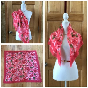 Beautiful Vibrant Pink Floral Scarf image 2