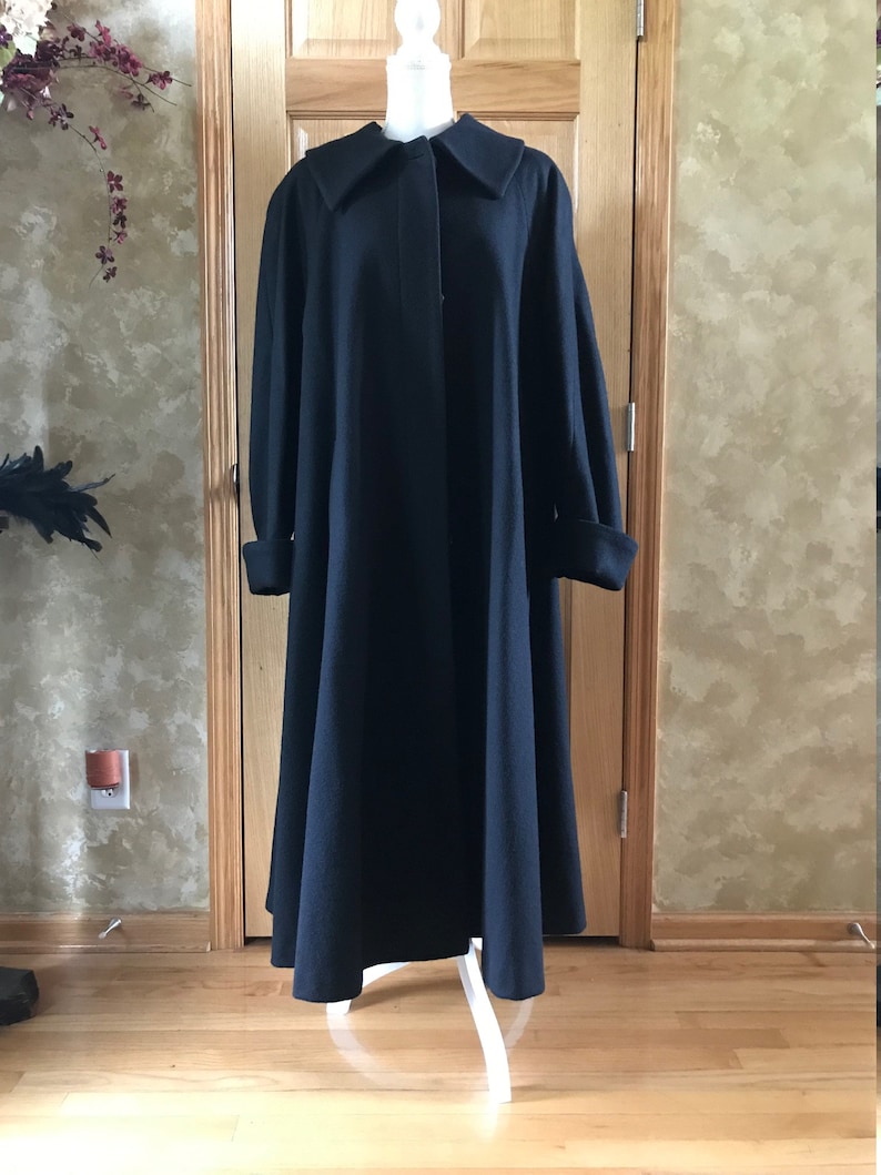 Stunning Vintage Long Wool Pea Coat Princess Long Swing Coat by Komitor