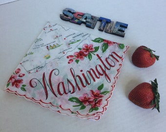 Vintage Red / Pink Floral Washington Scarf