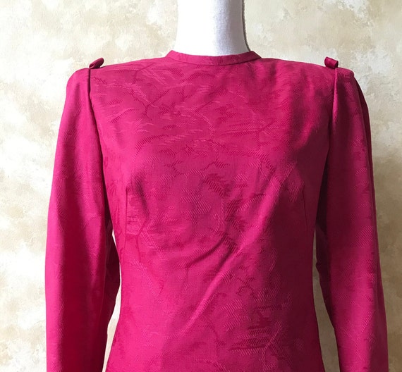 Vintage 1980s Fuchsia Brocade Tunic / Dress By Bi… - image 2