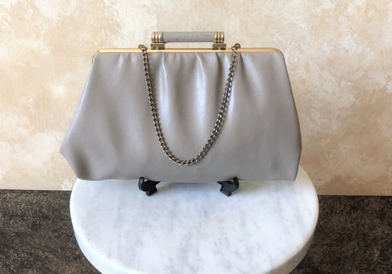 Vintage 1950s Andé Taupe Leather Clutch Purse - image 2