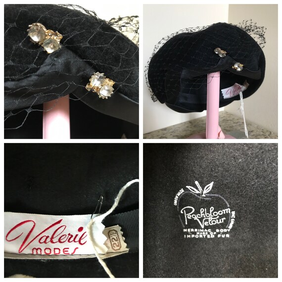 Vintage Valerie Modes 1940s / 1950's Black Peachb… - image 2