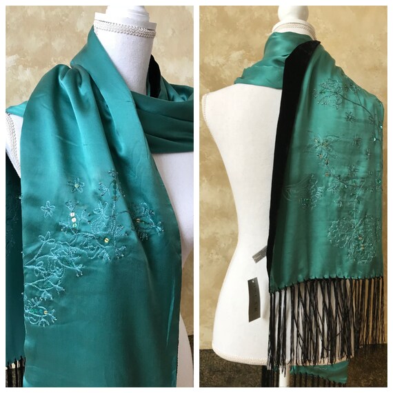 NOS / NWT Reversible Oscar De La Renta Teal Silk … - image 3