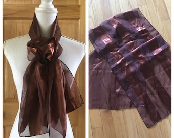 Mocha Coffee Brown Semi Sheer Striped Scarf