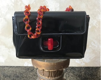 Vintage Black and Red with Lucite Purse
