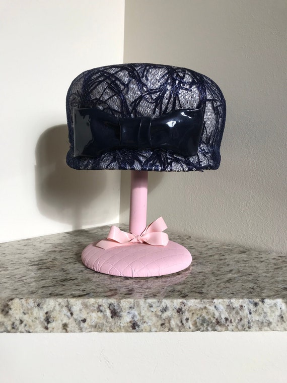 Vintage 1940s / 1950's / 1960s Navy Blue Mesh Net… - image 1