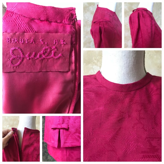 Vintage 1980s Fuchsia Brocade Tunic / Dress By Bi… - image 10