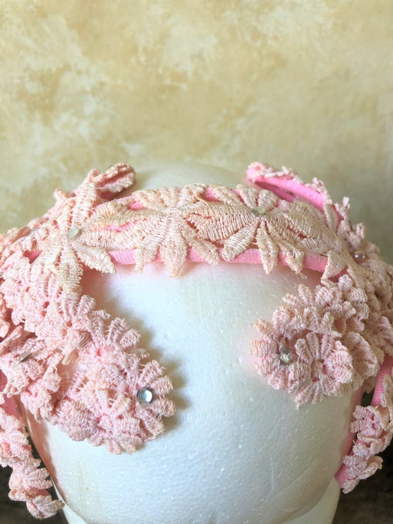 Pretty in Pink Vintage 1950s Headband Hat with Go… - image 6