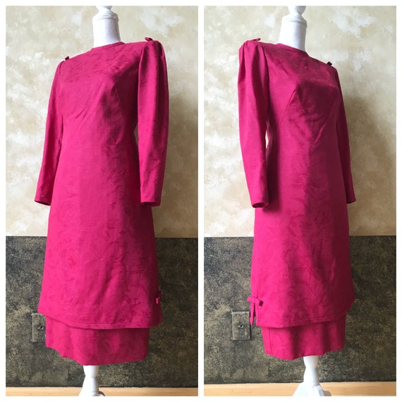 Vintage 1980s Fuchsia Brocade Tunic / Dress By Bi… - image 4