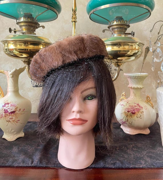 Vintage 1950s Velvet Pillbox Hat With Fur Trim - Etsy