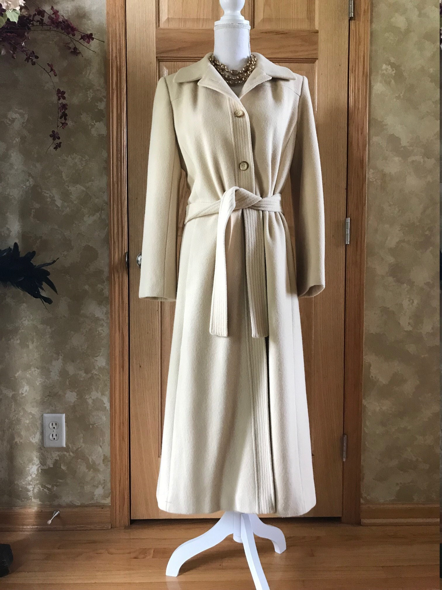 Gorgeous Vintage Chinese Cashmere Trench Coat / Long Pea Gorgeous Vintage Chinese Cashmere Trench Coat / Long Pea