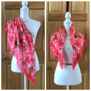Beautiful Vibrant Pink Floral Scarf image 1