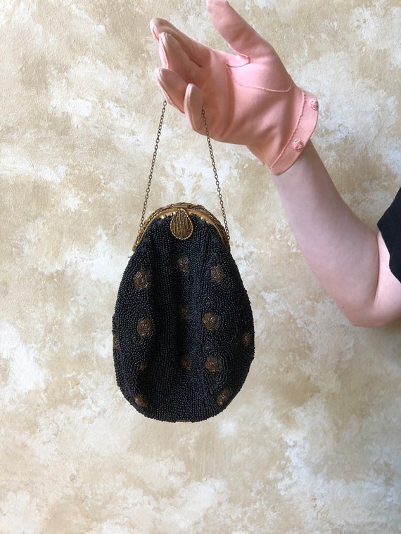 Absolutely Stunning Saks 5th Avenue Vintage Early 1900s 1920s Art Deco Handbag flapper Black and Bronze Beaded Purse Made in France Etsy