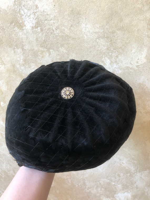 Lovely Vintage 1950s Deluxe Velour Fur Black Hat - image 7