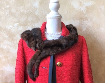Vintage 1950s Mink Stole Four Body Wrap Scarf