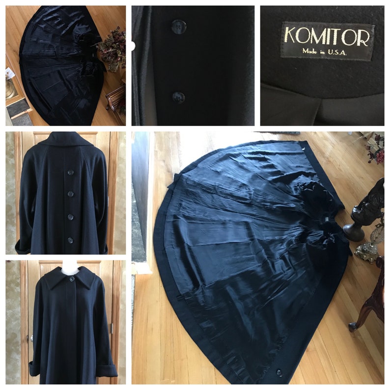 Stunning Vintage Long Wool Pea Coat Princess Long Swing Coat by Komitor