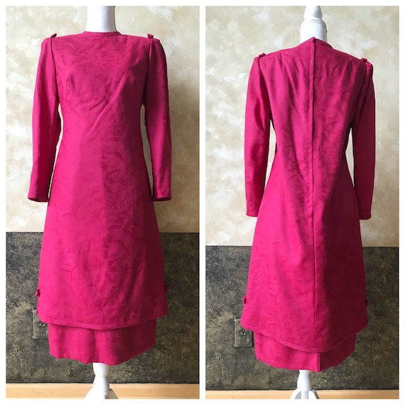 Vintage 1980s Fuchsia Brocade Tunic / Dress By Bi… - image 1