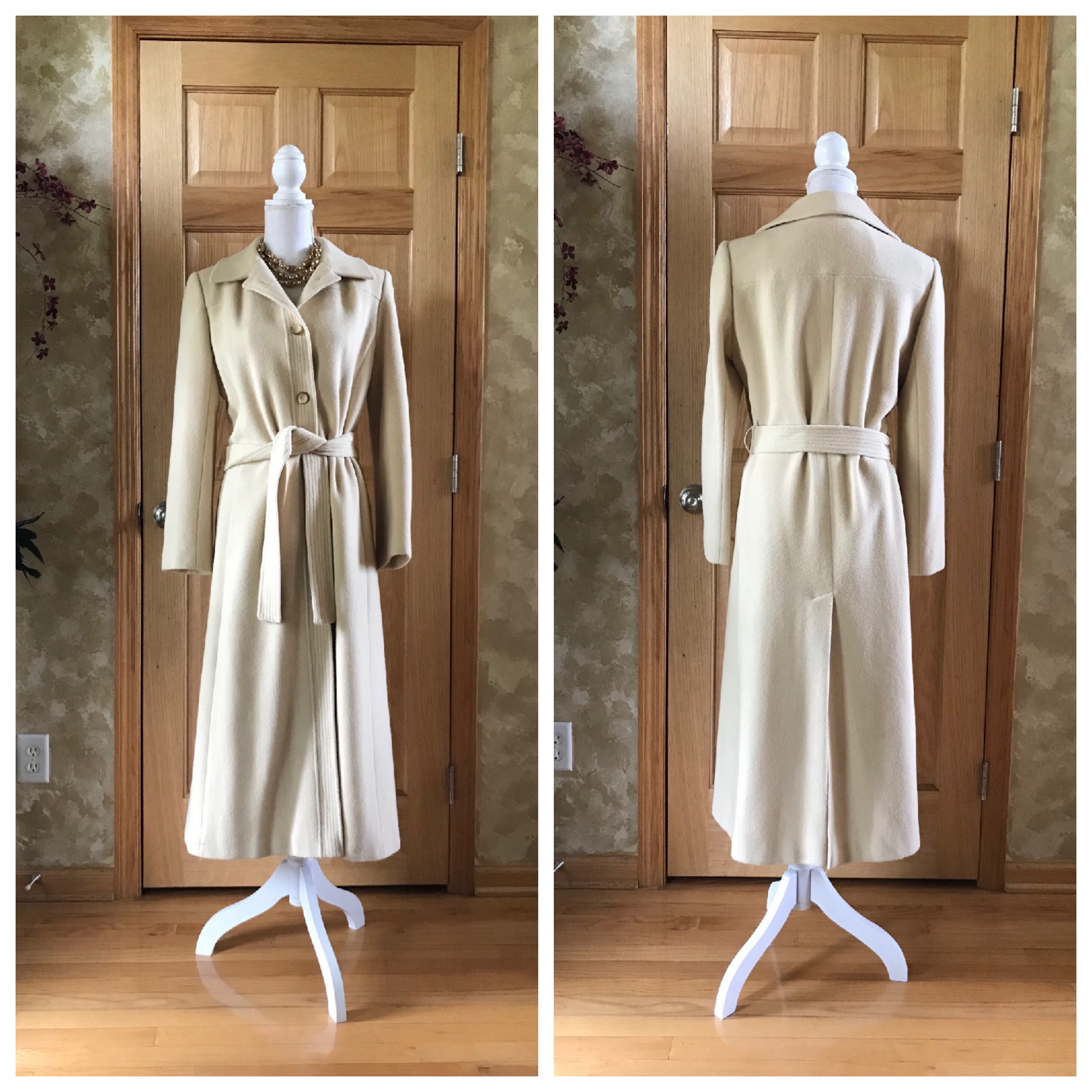 Gorgeous Vintage Chinese Cashmere Trench Coat / Long Pea Gorgeous Vintage Chinese Cashmere Trench Coat / Long Pea