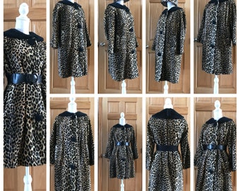 Beautiful Vintage Faux Spotted Leopard Pattern Long Coat / Cape