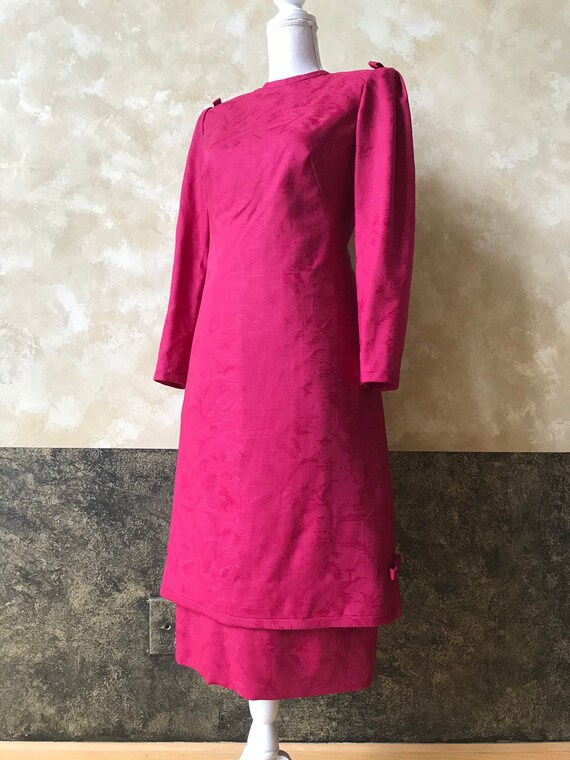 Vintage 1980s Fuchsia Brocade Tunic / Dress By Bi… - image 8