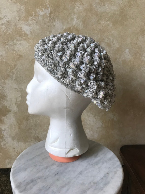 Vintage 1960s Silver with White Sequins Mod Flashy