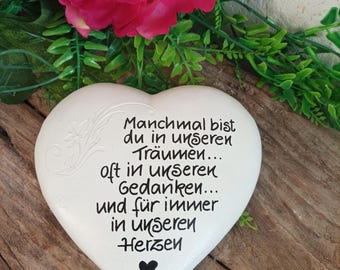 Yowfond Grabstecker Herz 16x26cm - Wetterfeste Grabdeko Mit Trauerspruch In Weiß