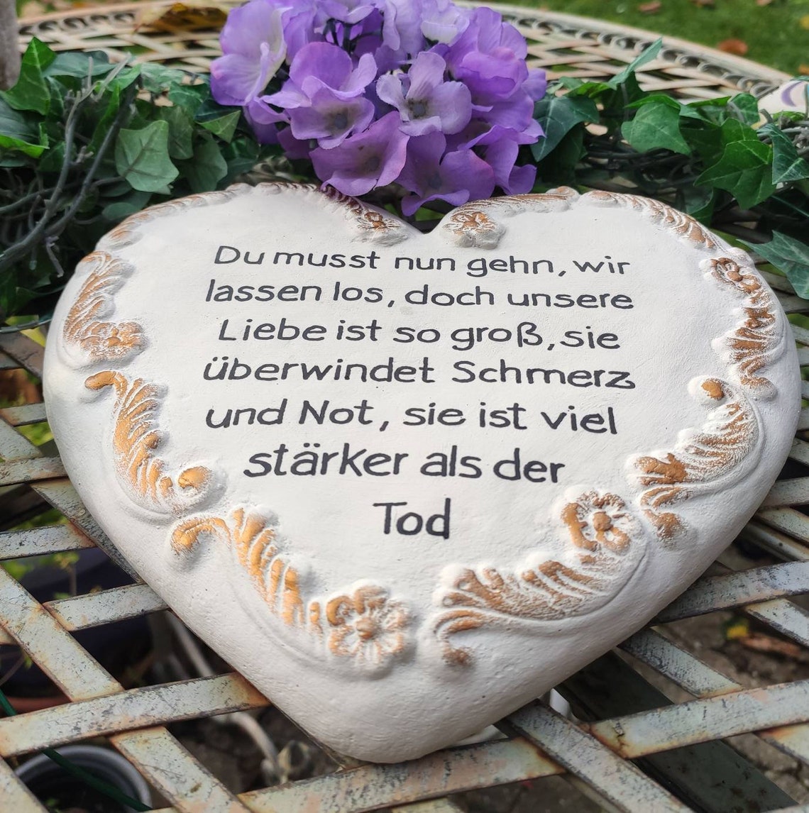 Grabschmuck großes Herz Gedenkstein Trauer Beton Spruch Etsy