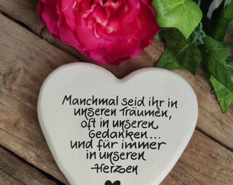 Grabschmuck, Gedenkstein, Herz,Grabstein,Trauer, Herz, Spruch, Immer